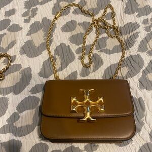 Tory Burch, small brown gold chain shoulder bag
